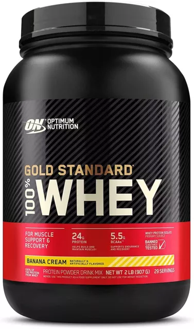 Optimum Nutrition Gold Standard 100% Whey Protein 2 lbs ~ Banana Cream - 29 Serv