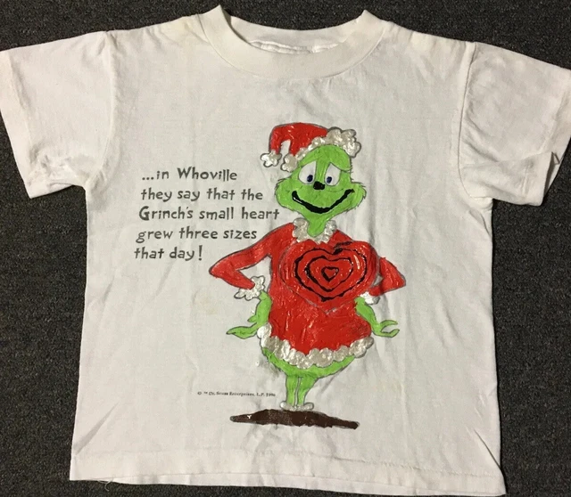 VTG 90S DR Seuss The Grinch WhoVille Shirt Youth M Cartoon Book Cat In