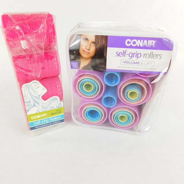 Juego de 31 rodillos de agarre automático Conair 6 clips de onda 4 rodillos extra grandes