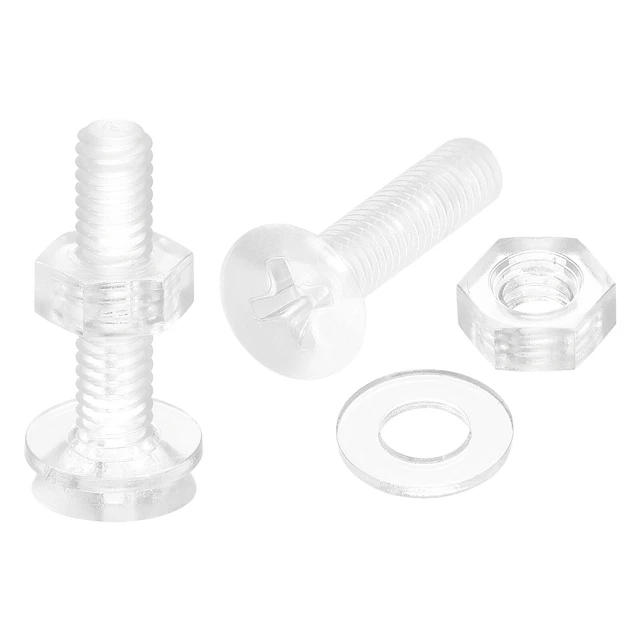 M4 x 20mm Plastica Phillips Macchina Viti con Dadi e Rondelle Piatte, 20 Set