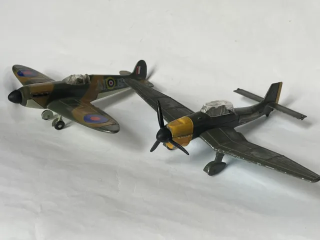 Diecast Dinky Toys Raf Supermarine Spitfire & Junkers Ju87B Ww2 Fighter Planes