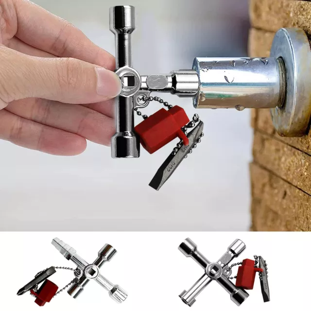 4 Way Utilities Key for Electric Water Gas Meter Box Cupboard Cabinet Opening