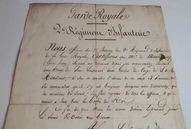 HENRI-LYSIAS DE MOMIGNY - Lettre de promotion Garde Royale - 1819 2