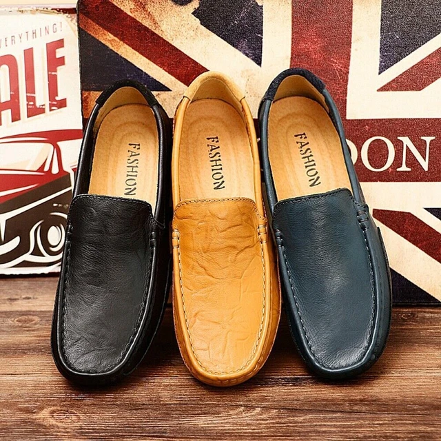 Men Leather Slip On Loafers Casual Driving Boat Deck Moccasin Shoes UK Size