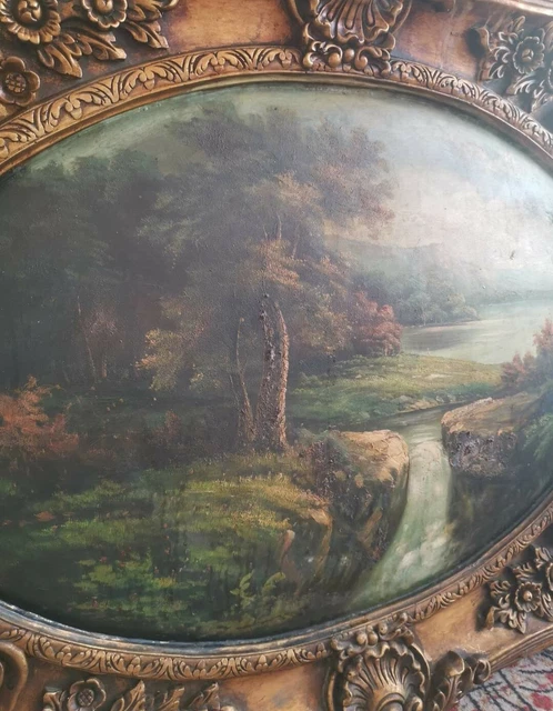 Quadro antico olio su tela paesaggio 