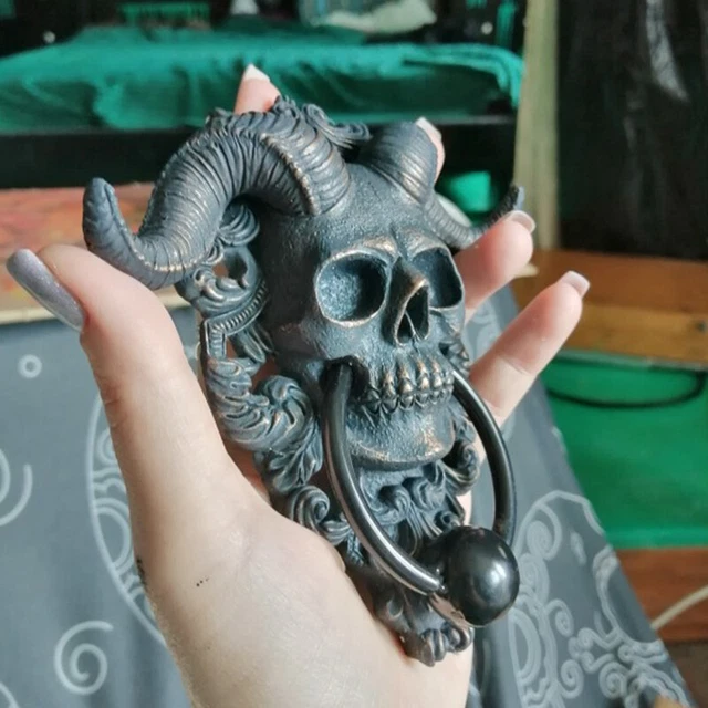 Hell Demon Horned Skull Hanging Door Knocker Heavy Duty Gothic Home Decorat*  F3