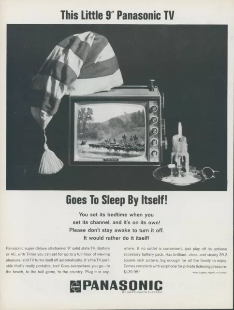 1966 Panasonic Television Sleep Timer TV On Night Cap Candle Vintage Print Ad L8