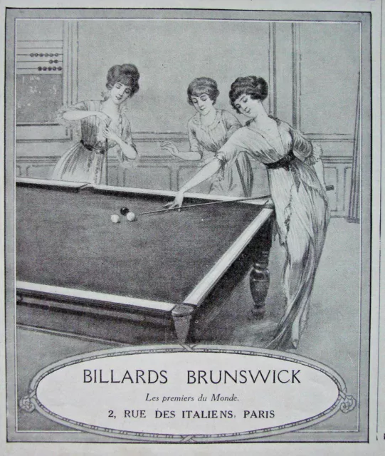 1913 World First Brunswick Billiards Press Advertisement