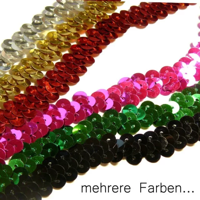 Elastische Paillettenborte ca. 1-1,5cm breit, 20m Karte Uni-Farben - 60002K