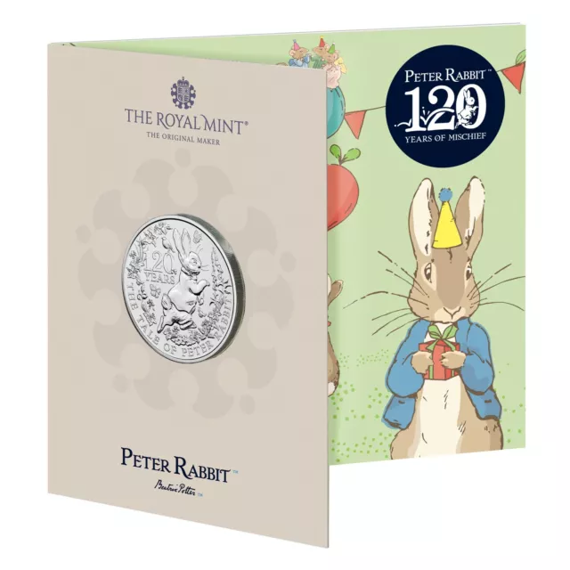 2022 Tale of Peter Rabbit UK £5 BU Coin in Royal Mint Sealed Pack Easter Gift