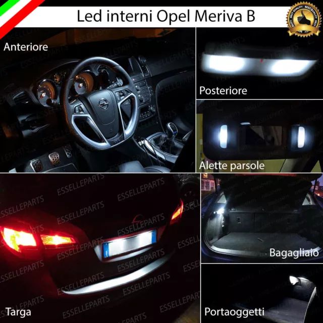 Kit Full Led Interni Opel Meriva B Conversione Completa + Luci Targa Led 6000K