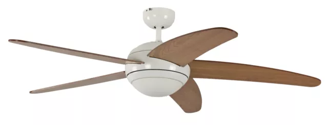 Lampe Ventilateur de plafond avec Télécommande Blanc Bois Érable Melton 132 cm