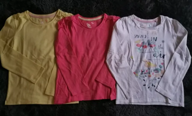 TU Girls Birds Cotton Long Sleeve Tops Blouse T-shirt Set Size 4-5 Years VGC