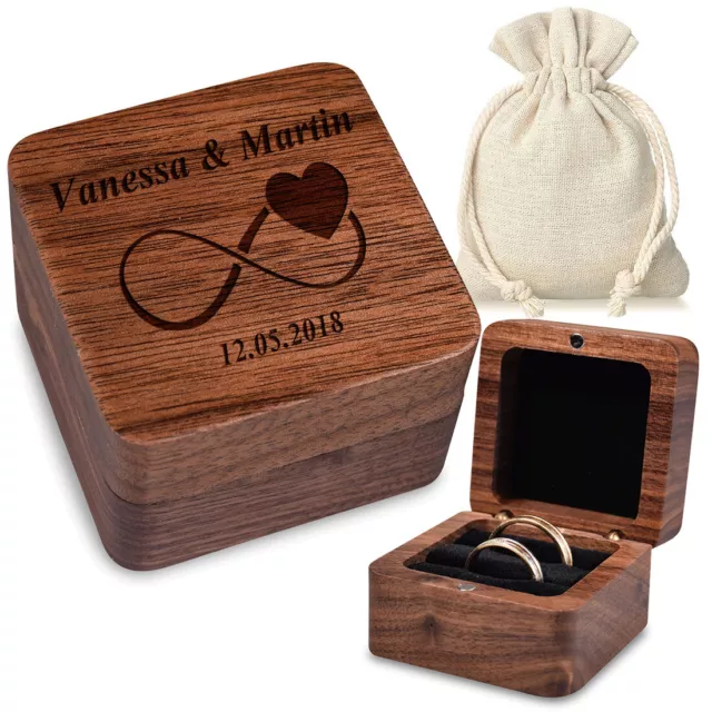 Holz Ringbox Ringkissen mit personalisierter Gravur Geschenk Love Ring Paar