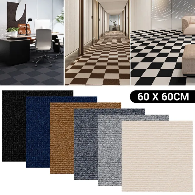 60x60cm Striped Carpet Tiles Heavy Duty Commercial Home Self Adhesive Floor Tile