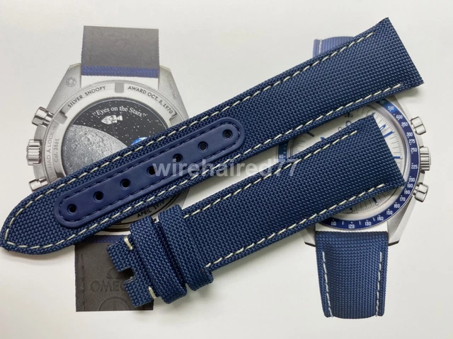 Omega Speedmaster Silver Snoopy Award 50th Anniversary 20mm Blue Cordura Strap