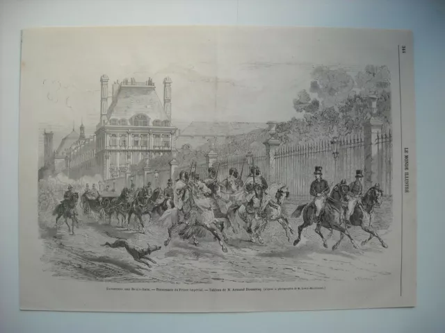 1864 Engraving. Fine Arts. Prince Imperial Walk. Table By M.a. Dumaresq..