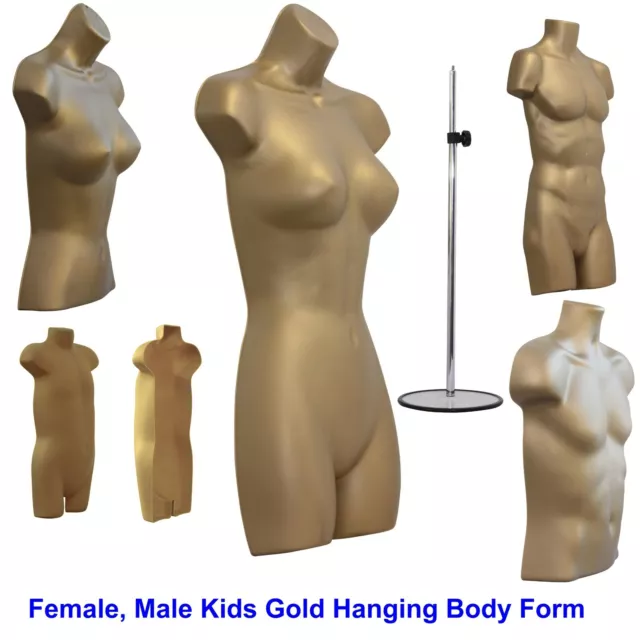A1 Female Male Child Hanging Body Form Plastic Mannequin Torso Retail Gold