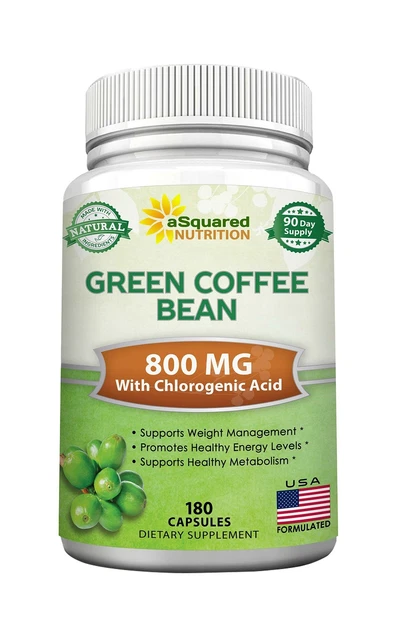 Natural Green Coffee Bean Formula - 180 Capsules - Max Strength GCA Antioxida...