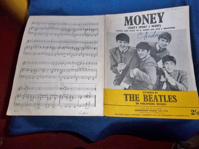 Money Musical THE BEATLES ORIGINAL Sheet Music 1963 Money (Thats What I Want ...
