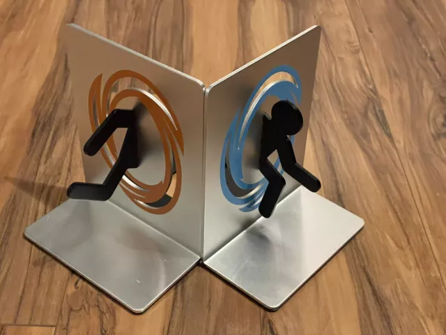 Portal 2 ThinkGeek Rare Video Game Bookends Aluminum Metal Book Ends
