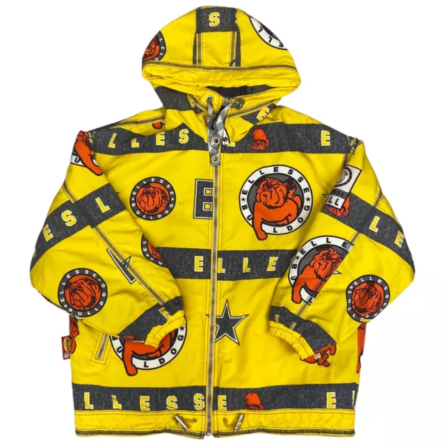 Vintage 90s Yellow Graphic Print Ellesse Bulldog Coat