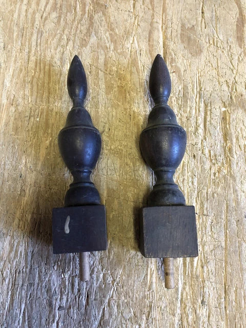 Pr Carved Wood Finial Pediments