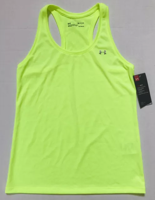 NWT Under Armour Women's Heatgear Loose Fit UA Tech™ Tank - Neon Yellow - Size S