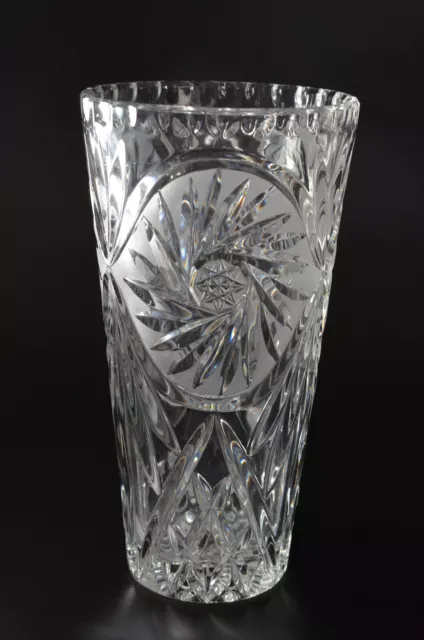 Große Kristallvase, Glas, schöner Schliff