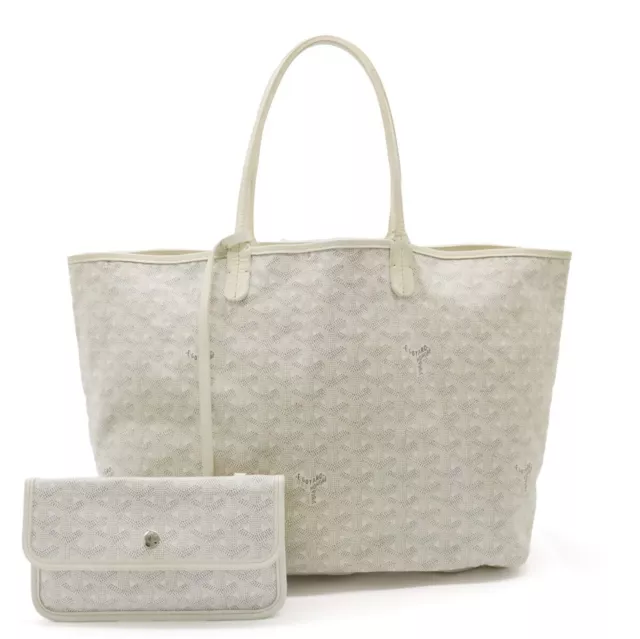 GOYARD SAINT LOUIS Junior Tote Hand Bag PVC Canvas Leather White From Japan  $644.48 - PicClick