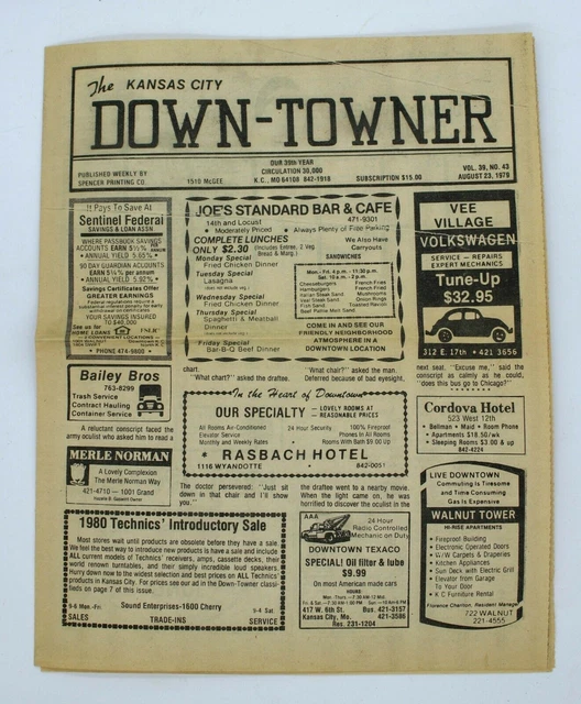 VINTAGE 1979 KANSAS City DownTowner Classified Ads Newspaper Spencer