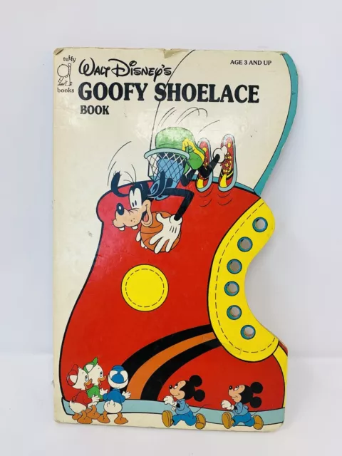 Walt Disney's Goofy Shoelace Book 1988 Tuffy Books Vintage Hardcover