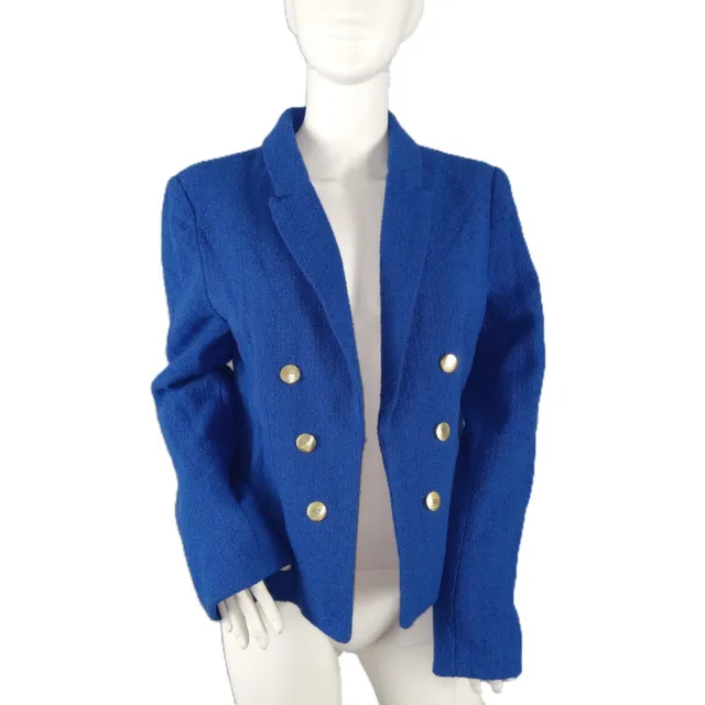 Nanette Lepore Women's Open Front Suit Blazer Jacket Size 14 Blue Boucle