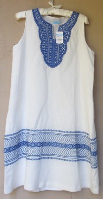 J. McLaughlin White Linen Tunic Dress NWT Pockets  Bust 36"  Small