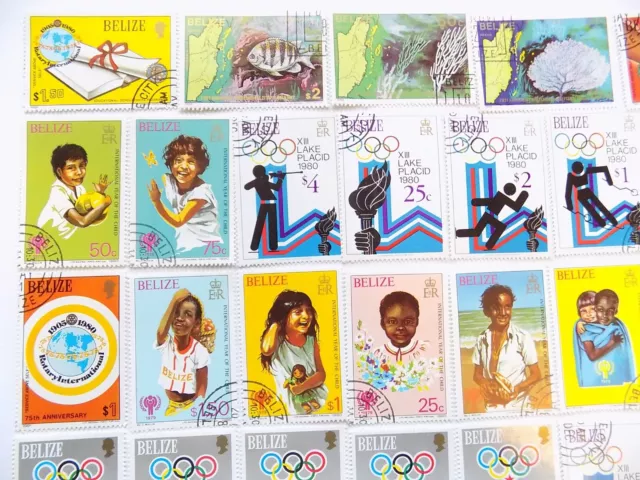BELIZE Collection of USED COMM. stamps off paper -4-7-A-LARGE PICTORIALS 2