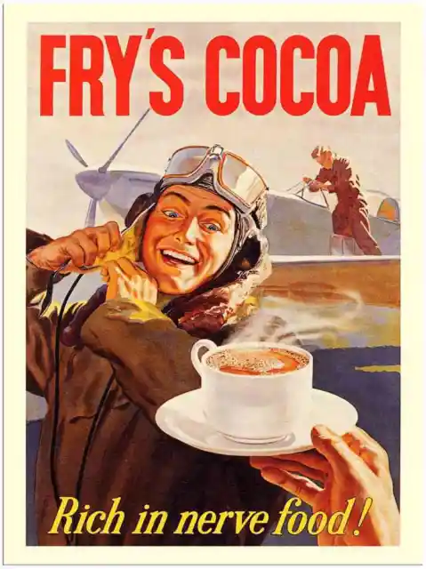 Metal Sign 1645 Frys Cocoa Airforce War Poster 1 1940S A4 12x8 Aluminium