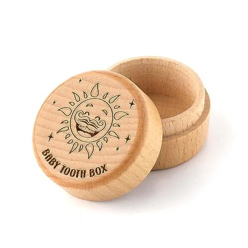 Tooth Fairy Box Sun Pattern Tooth Box Wooden Tooth Fairy Box Cute Tooth Stora...