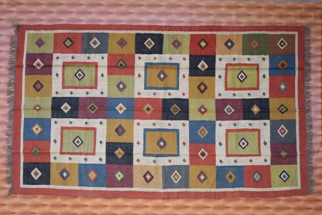 Tapis fait main laine jute grand tapis Kelim 5x8 sud-ouest Navajo Kilim Dhurry 2