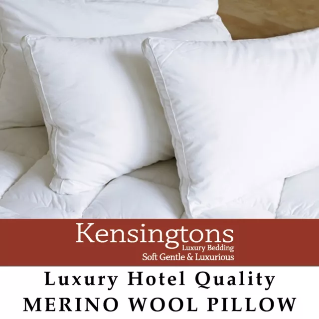 Organic Merino Wool Pillows Anti Allergy Hotel Quality Bed Pillows Size 74x48cm