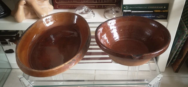 ANCIEN PLAT SALADIER CUL NOIR TERRE CUITE XIXe EUR 35,00 - FR