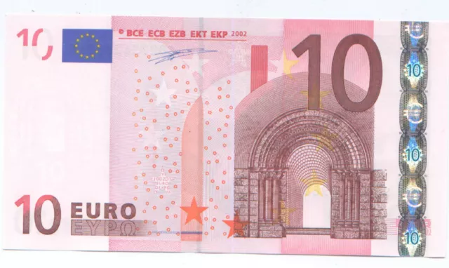 Rara banconota da 10 EURO J002 D1 "S" "DUISENBERG" - ITALIA FDS/UNC RARA..!!