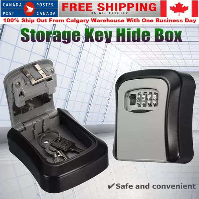 Wall Mounted 4-Digit Combination Key Lock Storage Safe Security Box Outdoor Home