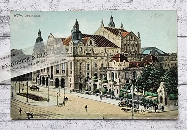AK Köln Opernhaus Musik Architektur Kutsche Ansichtskarte Postkarte Deko alt