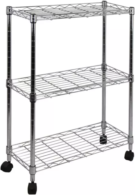 3-Tier Shelving All-Purpose Utility Cart, Chrome