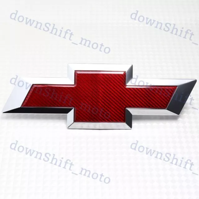 For 2016-2019 Chevy Silverado 1500 Front Grill Bowtie Emblem Red Carbon Fiber