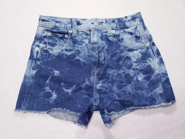 Gap Girls Denim Shorts Size 12 Blue Tie Dye Print 5 Pocket Cut Off