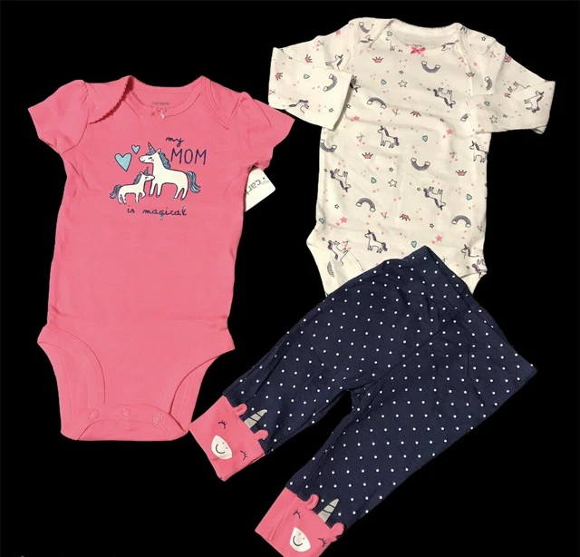 Carters Baby /Infant Girls 3pc Leggings & Bodysuit Outfit Set Size 3-6 Months