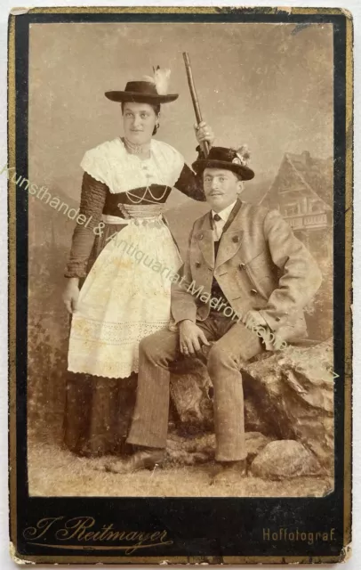 orig. CDV Foto Fotografie Dame Frau Mode um 1890 Tracht Tegernsee Dirndl Bayern