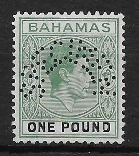 BAHAMAS SG157s 1938 £1 DEEP GREY-GREEN & BLACK SPECIMEN MTD MINT