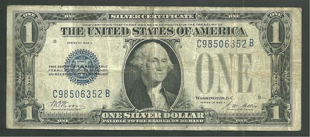 United States 1 Dollar 1928A FR 1601 Funnyback Silver Certificate US Paper Money